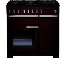 RANGEMASTER  Professional Deluxe 90 Dual Fuel Range Cooker - Cranberry & Chrome